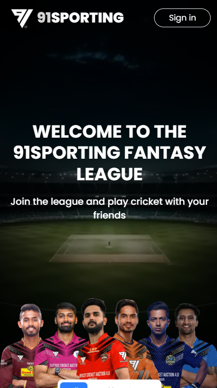 91Sporting Fantasy League landing page